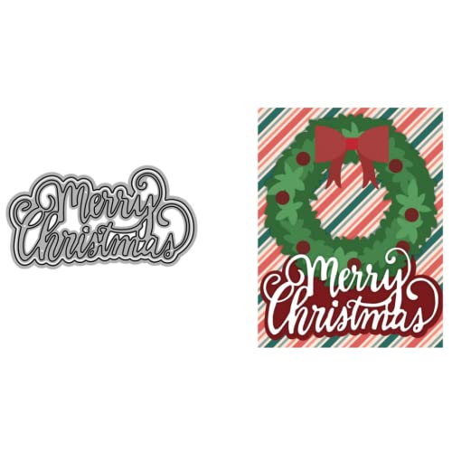 Sredwtk Merry Christmas Stanzschablonen Weihnachten Scrapbooking Metall Prägeschablonen Stanzschablonen Stanzformen Schneiden Cutting Dies für DIY Album Scrapbooking Karten Deko von Sredwtk