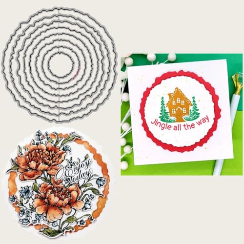 Sredwtk Oval Rund Rechteckig Quadratisch Rahmen Stanzschablonen Geburtstag Weihnachten Metall Prägeschablonen Stanzformen Schneiden für DIY Karte Sammelalbum Scrapbooking Fotoalbum Deko (A) von Sredwtk