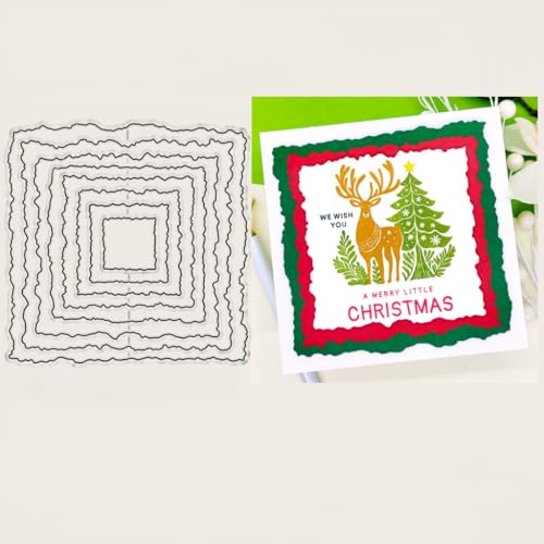Sredwtk Oval Rund Rechteckig Quadratisch Rahmen Stanzschablonen Geburtstag Weihnachten Metall Prägeschablonen Stanzformen Schneiden für DIY Karte Sammelalbum Scrapbooking Fotoalbum Deko (B) von Sredwtk