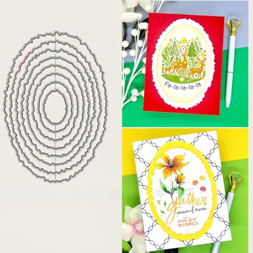 Sredwtk Oval Rund Rechteckig Quadratisch Rahmen Stanzschablonen Geburtstag Weihnachten Metall Prägeschablonen Stanzformen Schneiden für DIY Karte Sammelalbum Scrapbooking Fotoalbum Deko (C) von Sredwtk