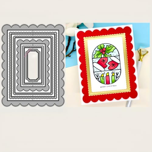Sredwtk Oval Rund Rechteckig Quadratisch Rahmen Stanzschablonen Geburtstag Weihnachten Metall Prägeschablonen Stanzformen Schneiden für DIY Karte Sammelalbum Scrapbooking Fotoalbum Deko (F) von Sredwtk