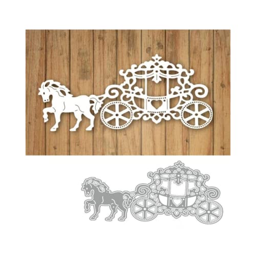 Sredwtk Pferdekutsche Stanzschablonen Cutting Dies Prägeschablonen Stanzformen Schablonen Für Scrapbooking, Fotopapier 3D Karten Handwerk Prägen DIY Herstellung Geschenk (A) von Sredwtk