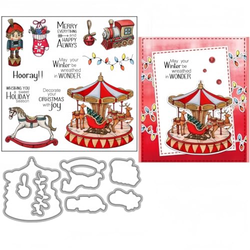 Sredwtk Rotierende Trojaner Weihnachten Stanzschablonen und Stempelset,Stempel und Stanzen Set,Silikonstempel und Stanzen Set,Clear Stamp und Stanzschablone Für DIY Scrapbooking Fotoalbum Dekor Karten Sredwtk Rotierende Trojaner Weihnachten Stanzschablonen und Stempelset,Stempel und Stanzen Set,Silikonstempel und Stanzen Set,Clear Stamp und Stanzschablone Für DIY Scrapbooking Fotoalbum Dekor Karten von Sredwtk