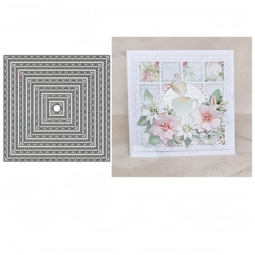 Sredwtk Rund Rechteckig Quadratisch Rahmen Stanzschablonen Geburtstag Weihnachten Metall Prägeschablonen Stanzformen Schneiden für DIY Karte Sammelalbum Scrapbooking Fotoalbum Deko (C) von Sredwtk