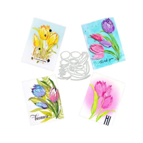 Sredwtk Tulpen Stanzschablonen Blumen Cutting Dies Prägeschablonen Stanzformen Schablonen Für Scrapbooking, Fotopapier 3D Karten Handwerk Prägen DIY Herstellung Geschen von Sredwtk