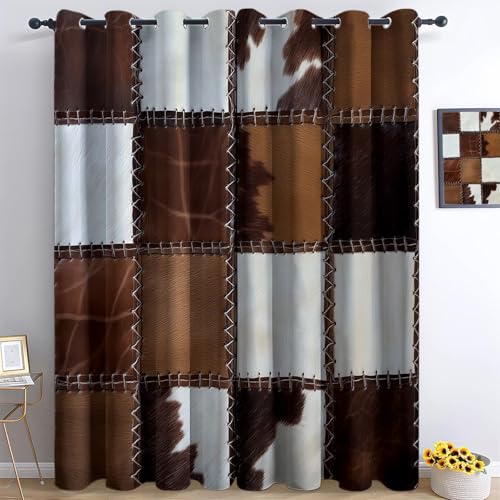 Abstraktes Kuh-Patchwork-Quadrat Vorhänge mit Ösen 2er Set B220 X H215 cm Mehrfarbig Blickdicht Schallschutz Kälteschutz Wärmeisolierende Polyester Vorhänge für Wohnzimmer Schlafzimmer Gardinen Abstraktes Kuh-Patchwork-Quadrat Vorhänge mit Ösen 2er Set B220 X H215 cm Mehrfarbig Blickdicht Schallschutz Kälteschutz Wärmeisolierende Polyester Vorhänge für Wohnzimmer Schlafzimmer Gardinen von Srigzcaly