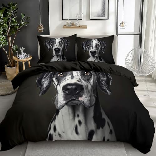Srigzcaly 3D Bettwäsche Moderne, Anspruchsvolle Dogge Gefleckt Bettbezug Set 135 X 200 cm + Kissenbezug 80X80 cm Schwarz Mikrofaser Wendebettwäsche 3 Teilig Mit Reißveschluss Srigzcaly 3D Bettwäsche Moderne, Anspruchsvolle Dogge Gefleckt Bettbezug Set 135 X 200 cm + Kissenbezug 80X80 cm Schwarz Mikrofaser Wendebettwäsche 3 Teilig Mit Reißveschluss von Srigzcaly