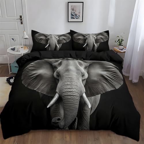 Srigzcaly 3D Bettwäsche Tier Elefant Porträt Fotokunst Bettbezug-Set 240 x 220 + Kissenbezug 80x80 cm Schwarz Mikrofaser Wendebettwäsche 3 Teilig mit Reißveschluss Srigzcaly 3D Bettwäsche Tier Elefant Porträt Fotokunst Bettbezug-Set 240 x 220 + Kissenbezug 80x80 cm Schwarz Mikrofaser Wendebettwäsche 3 Teilig mit Reißveschluss von Srigzcaly