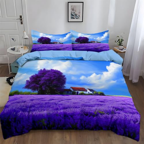 Srigzcaly Bettwäsche Set 135x200 cm Ländliche Lavendelfelder Weiche Microfaser Bettbezug Set für Jungen Mädchen, Hellblau Betten Set mit Reißverschluss und Kissenbezüge Srigzcaly Bettwäsche Set 135x200 cm Ländliche Lavendelfelder Weiche Microfaser Bettbezug Set für Jungen Mädchen, Hellblau Betten Set mit Reißverschluss und Kissenbezüge von Srigzcaly