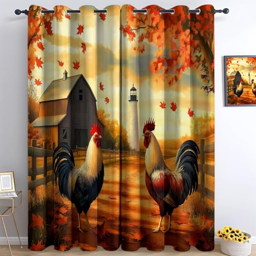 Srigzcaly Blickdichte Vorhänge für Wohnzimmer 2 Stück H 166 x B 75 cm Landhausstil Herbst Ahorn Hahn Verdunkelungsvorhange mit Ösen Kälteschutz Schallschutz Thermo Vorhang für Schlafzimmer, Gelb Srigzcaly Blickdichte Vorhänge für Wohnzimmer 2 Stück H 166 x B 75 cm Landhausstil Herbst Ahorn Hahn Verdunkelungsvorhange mit Ösen Kälteschutz Schallschutz Thermo Vorhang für Schlafzimmer, Gelb von Srigzcaly