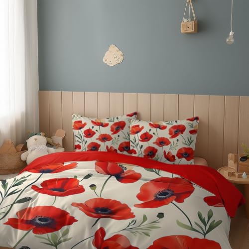 Srigzcaly Blume Pflanze Blatt Aquarell Bettwäsche 200 X 220 cm Set 3 Teilig, Rot Öko Tex Wendebettwäsche Weich Mikrofaser Bettbezug Und 2 Kissenbezüge 80X80Cm Mit Reißverschluss Srigzcaly Blume Pflanze Blatt Aquarell Bettwäsche 200 X 220 cm Set 3 Teilig, Rot Öko Tex Wendebettwäsche Weich Mikrofaser Bettbezug Und 2 Kissenbezüge 80X80Cm Mit Reißverschluss von Srigzcaly