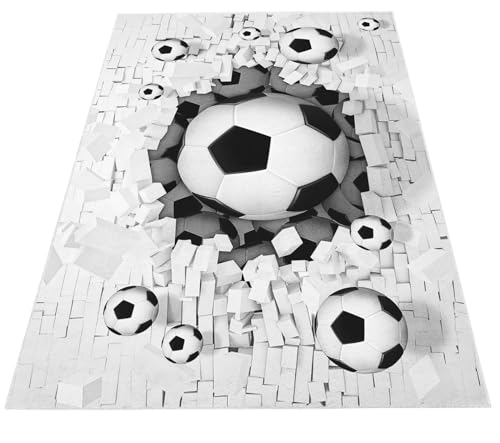 Srigzcaly Bunte Teppich rutschfeste 120x170 cm - Sport-FußBall-Thema Dekor Teppich, Für Wohnzimmer, Esszimmer, Schlafzimmer Kinderzimmer - Kurzflor Flanell Teppiche Pflegeleicht Waschbare von Srigzcaly