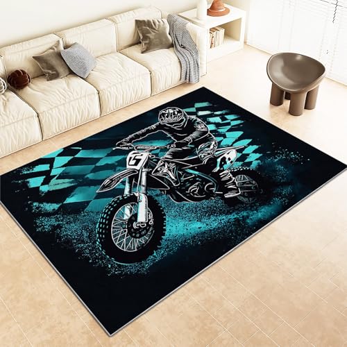 Srigzcaly Kurzflor Rechteck Teppich Wohnzimmer 160x230cm Extrem Motocross Schwarz Waschbarer Teppich für Mädchen Junge Schlafzimmer, Schwarz Kinderzimmer Flauschig rutschfest Teppiche Srigzcaly Kurzflor Rechteck Teppich Wohnzimmer 160x230cm Extrem Motocross Schwarz Waschbarer Teppich für Mädchen Junge Schlafzimmer, Schwarz Kinderzimmer Flauschig rutschfest Teppiche von Srigzcaly