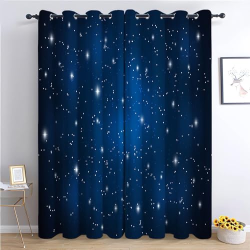Srigzcaly Moderne Kreativität Verdunkelungsvorhang 2er Set 220x215cm(BxH) Blau Gardine Polyester für Schlafzimmer Kinderzimmer Wohnzimmer Dekoration von Srigzcaly