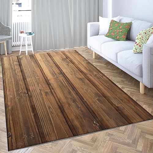 Srigzcaly Superweiche rutschfeste Fusselfreie Teppich 180x240cm, Waschbare Teppiche Retro-Holzplanken-Stil Hypoallergene Flanell Teppich für Schlafzimmer Kinderzimmer Wohnzimmer von Srigzcaly