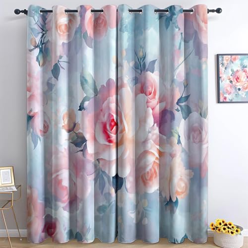 Srigzcaly Vorhang Blickdicht mit Ösen Abstrakte Aquarellblumen Verdunkelungsvorhang Wohnzimmer 220x215 cm Rosa Polyester Schallschutz Gardinen für Kinderzimmer Schlafzimmer Dekoration Srigzcaly Vorhang Blickdicht mit Ösen Abstrakte Aquarellblumen Verdunkelungsvorhang Wohnzimmer 220x215 cm Rosa Polyester Schallschutz Gardinen für Kinderzimmer Schlafzimmer Dekoration von Srigzcaly