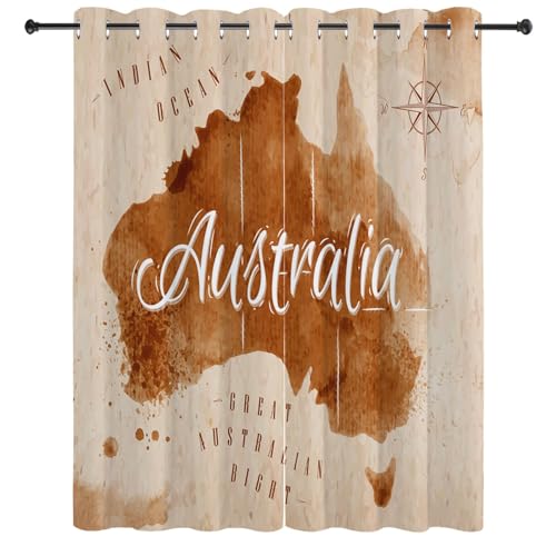 Srigzcaly Wohnzimmer Vorhang Blickdicht ösen 2er Set Größe:2 X B91.5 x H214cm - Australien-Kartenmuster Temperatur halten Vorhänge, Waschbarer Polyester Vorhang, für Kinderzimmer & Schlafzimmer Srigzcaly Wohnzimmer Vorhang Blickdicht ösen 2er Set Größe:2 X B91.5 x H214cm - Australien-Kartenmuster Temperatur halten Vorhänge, Waschbarer Polyester Vorhang, für Kinderzimmer & Schlafzimmer von Srigzcaly