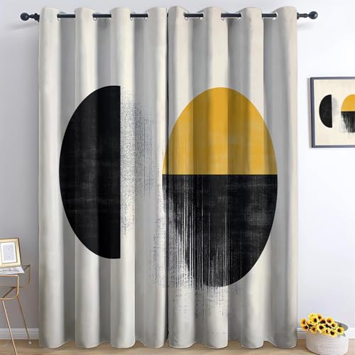 Vorhang Blickdicht mit Ösen Modernes minimalistisches abstraktes Design Verdunkelungsvorhang Wohnzimmer 220x215 cm Mehrfarbig Polyester Schallschutz Gardinen für Kinderzimmer Schlafzimmer Dekoration von Srigzcaly