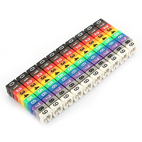 Digitales Nummernröhrchen Drahtnummer Label Tube Kabelmarkierer Bunt (100PCS KCM-4MM 4 Quadrat) von Srliya