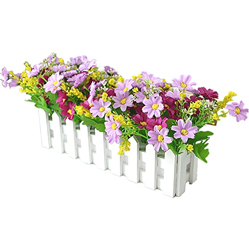 Künstliches Gänseblümchen-Blumen-Set Im Lattenzaun-Topf, Künstliche Wildblumen-Seide, Künstliche Blumenpflanze die Dekoration von Zuhause und Büro Im Freien (A2) von Srliya