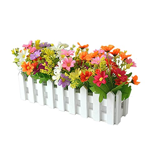 Künstliches Gänseblümchen-Blumen-Set Im Lattenzaun-Topf, Künstliche Wildblumen-Seide, Künstliche Blumenpflanze für die Dekoration von Zuhause und Büro Im Freien (A5) von Srliya