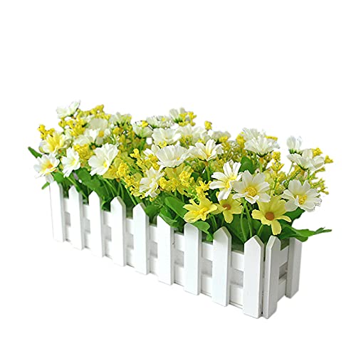 Künstliches Gänseblümchen-Blumen-Set Im Lattenzaun-Topf, Künstliche Wildblumen-Seide, Künstliche Blumenpflanze die Dekoration von Zuhause und Büro Im Freien (A6) von Srliya