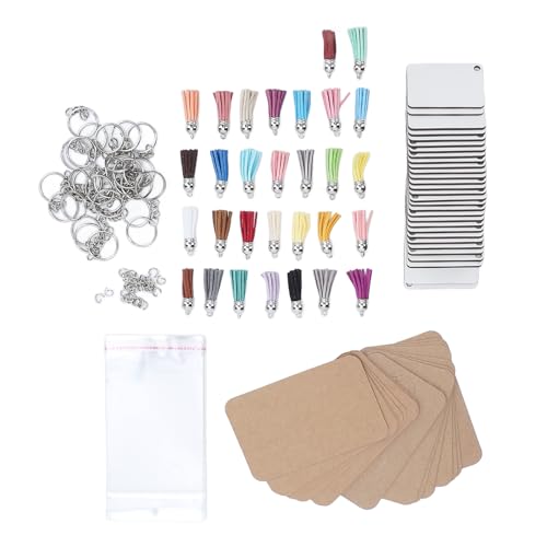 Srliya 180pcs Sublimation Keychains Kit mit Doppelseitigen MDF -Blanks Rings Quasten Kartenpapiere Taschen von Srliya