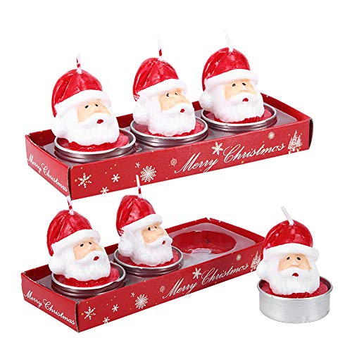 Srliya 2 Box Weihnachtsmann Kopf Geformte Kerze Dekorative Teelicht Zimmer Tisch Party Ornament Weihnachtsdekoration von Srliya