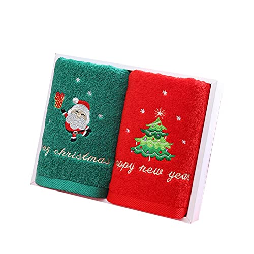 Srliya 2 Stück Weihnachtsmann Neujahrsgeschenk Waschhandtuch Handwaschtuch Handtuch für Zuhause Badezimmer Waschhandtuch Weihnachten Rot/Grün Weihnachtsmann (1) von Srliya