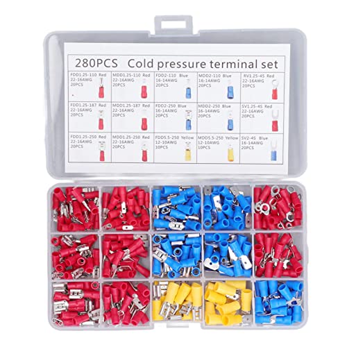 Srliya 280pcs Kaltgepresster Terminaler Messing -Kern -Isolierhülle Gute Leitfähigkeitsring -Gabel -Terminal -Kit für Automobilschiff Srliya 280pcs Kaltgepresster Terminaler Messing -Kern -Isolierhülle Gute Leitfähigkeitsring -Gabel -Terminal -Kit für Automobilschiff von Srliya
