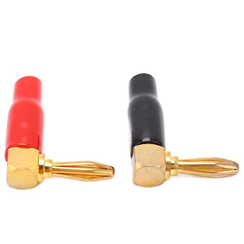 Srliya 2pcs U45 4mm Rechtswinkel Bananenstopfen 90 Grad Bananenanschlüsse Accessoire Rot+Schwarz von Srliya