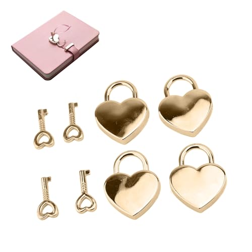 Srliya 4 PCs Herzgeformte Vorhängeschlossschlüssel Set Gold Zink Legierung Herz -Vorhängeschloss und Schlüssel für Schatzkisten Juwely Box Locker Locker Srliya 4 PCs Herzgeformte Vorhängeschlossschlüssel Set Gold Zink Legierung Herz -Vorhängeschloss und Schlüssel für Schatzkisten Juwely Box Locker Locker von Srliya