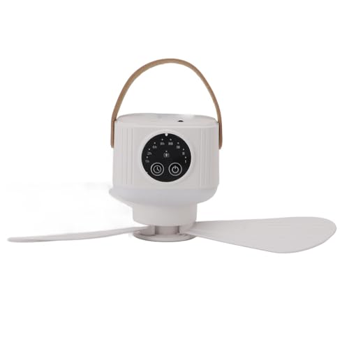 Srliya Camping Deckenventilator USB -Deckenlüfter mit Leichter 4 -Geschwindigkeits -Timing -Funktion 7200mAh Batterie Fernbedienung Camping Deckenventilator für Outdoor -Zelt (Weiß) von Srliya