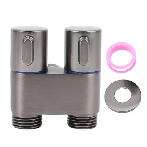 Srliya Doppelsteuerventil 1 in 2 Out Winkelventil G1 2 Männliche Gewinde Doppelsteuerung Metallwinkelventil für Bad Toilettenbidet Balkon (Grau) von Srliya