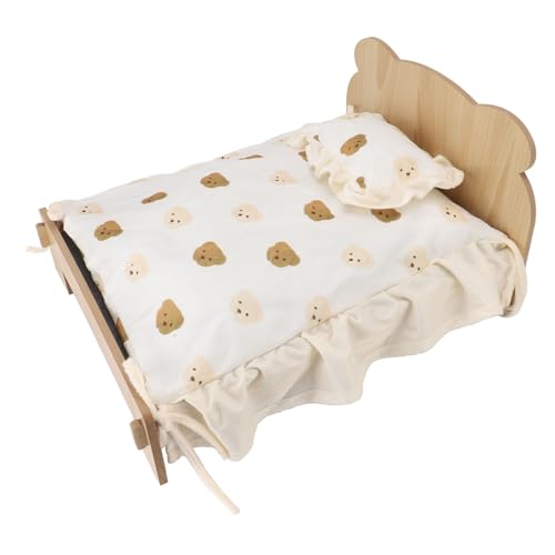 Srliya Hölzerne Haustierbett Holz Rahmen Schlaf Lebensraum mit Matratze Universal für Katzenhund Kaninchen Kleine Tiere von Srliya