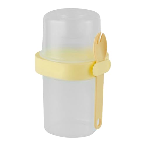 Srliya Salat Shaker Cup Doppelschicht Tragbares Milch Gemüse Obst -Salat -Lagerbehälter mit Deckel und Löffel für das Büro Im Freien Im Freien (Gelb) von Srliya