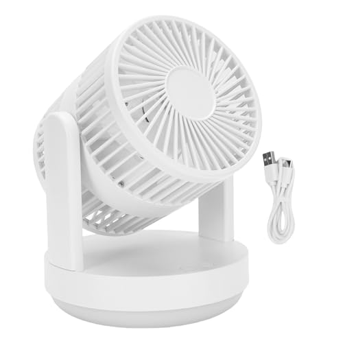 Srliya Schreibtischlüfter 3 Geschwindigkeiten Einstellbar Wiederaufladbar Desktop Oszillierende Luftzirkulatorlüfter mit Nachtleuchten für Heimschlafzimmer (Beige) von Srliya