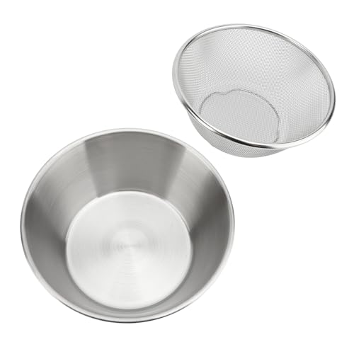 Srliya Sieb, Waschschüssel, Sieb aus Edelstahl 304 mit Rührschüssel, 16 Cm, Tragbare Küchenwaschschüssel, Sieb Zum Waschen von Reis, Obst, Gemüse und Kleinen Körnern von Srliya