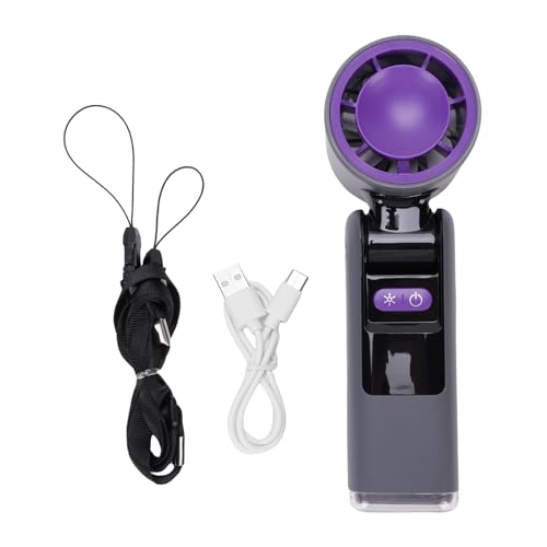 Srliya Tragbarer Handheld -Turbo -Lüfter Hochgeschwindigkeit 100 Geschwindigkeiten Einstellbares Faltbares LED -Display USB Wiederaufladbare Kleine Taschenlüfter für Reisebereich (grau) von Srliya