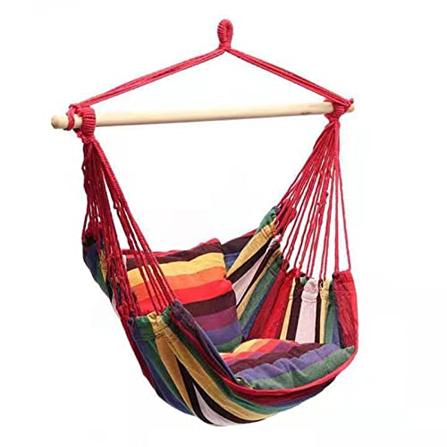 Stahlverbreitungsbar Hängematte Schwungsitz, Leinbarkeit Leinwand Stuhl Hanging Swing für Innen- und Außenbereich, Farbenfrohe Streifen -Design, Ideales für Freunde von Srliya