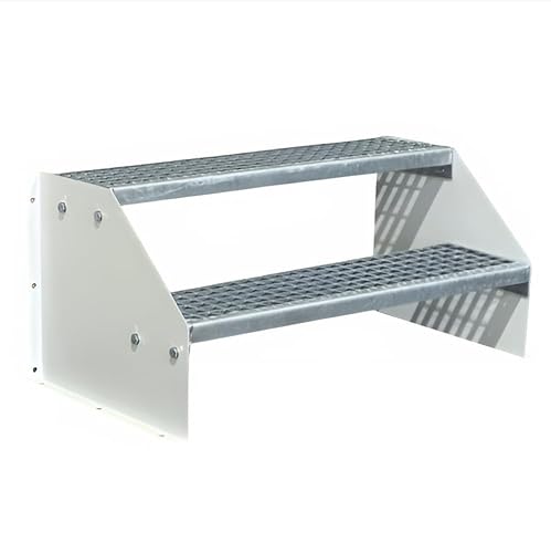 2 Stufen Standtreppe Stahltreppe freistehend Breite 70 cm Höhe 42cm Weiß ohne Geländer von Srm Design