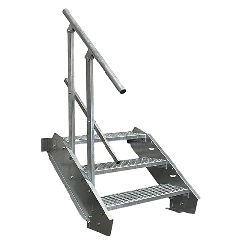3 Stufen Stahltreppe einseitigem Gelände/Breite 100 cm Geschosshöhe 40-60cm / Robuste Außentreppe/Wangentreppe/Stabile Industrietreppe für den Außenbereich/Inklusive Zubehör 3 Stufen Stahltreppe einseitigem Gelände/Breite 100 cm Geschosshöhe 40-60cm / Robuste Außentreppe/Wangentreppe/Stabile Industrietreppe für den Außenbereich/Inklusive Zubehör von Srm-Design