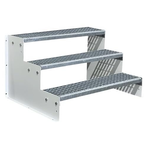 3 Stufen Standtreppe Modell 2 weiß 18 cm Stufenhöhe 120 cm Breite 54 cm Höhe ohne Geländer von Srm Design