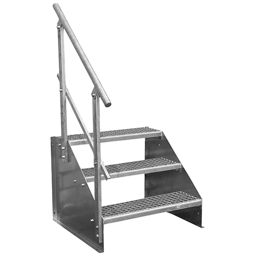 3 Stufen Standtreppe Stahltreppe freistehend Breite 120cm Höhe 63cm verzinkt einseitiges Geländer 3 Stufen Standtreppe Stahltreppe freistehend Breite 120cm Höhe 63cm verzinkt einseitiges Geländer von Srm-Design