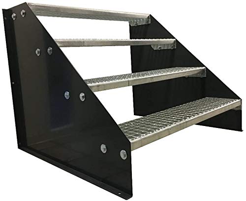 4 Stufen Standtreppe Stahltreppe freistehend Breite 100cm Höhe 84cm Anthrazitgrau/Robuste Außentreppe/Stabile Industrietreppe für den Außenbereich von Srm-Design