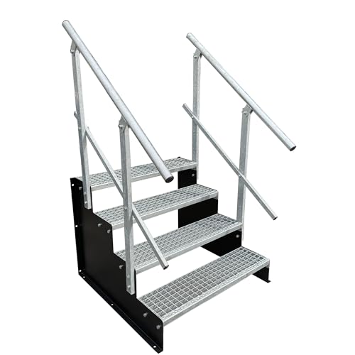 4 Stufen Standtreppe schwarz 18 cm Stufenhöhe 70 cm Breite 72 cm Höhe 2x Geländer von Srm Design