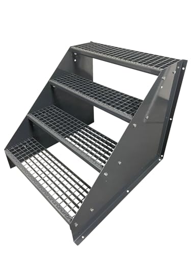 4 Stufen Treppe Breite 110 cm Standtreppe komplett anthrazit Geschosshöhe 84cm von Srm Design