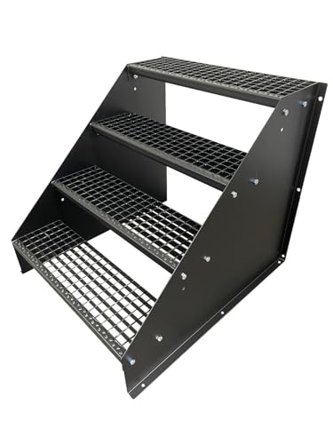 4 Stufen Treppe Breite 80 cm Standtreppe komplett Schwarz Geschosshöhe 84 cm von Srm Design