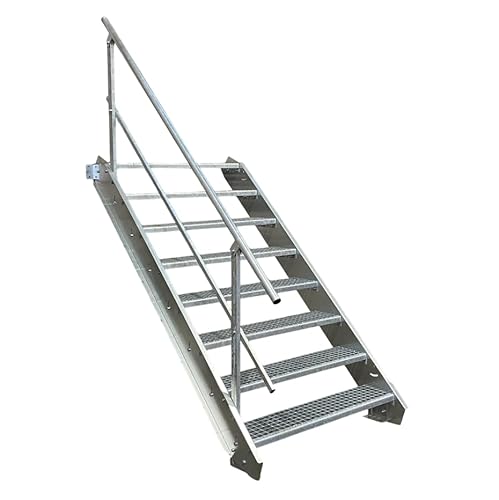 Srm-Design Stahltreppe/Wangentreppe, 80 cm Breite, 140 cm Höhe, 150 kg Traglast, Silber, Stahl, Außentreppe, Industrietreppe Srm-Design Stahltreppe/Wangentreppe, 80 cm Breite, 140 cm Höhe, 150 kg Traglast, Silber, Stahl, Außentreppe, Industrietreppe von Srm-Design