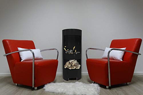 Ethanol und Gelkamin Gel Kamin Modell Hightower Schwarz 100cm mit Holzfach inklusive 3 Brennstoffdosen von Srm - Design